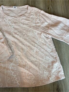 Poetry Pale Pink Embroidered Linen Tunic